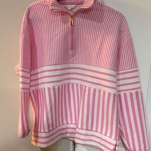 Crown & Ivy Pink and White Striped Pullover